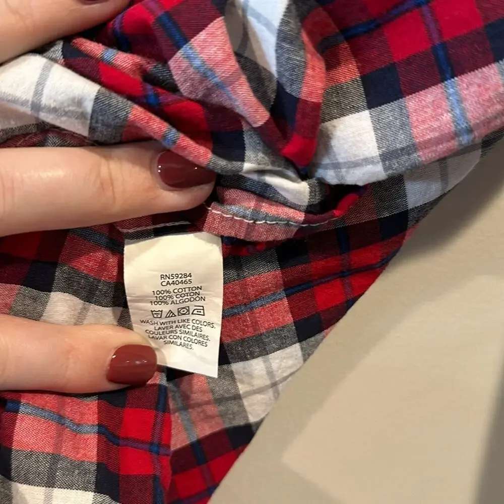 The Children’s Place Boy’s Small Red Plaid‎ Poplin Button Down Shirt